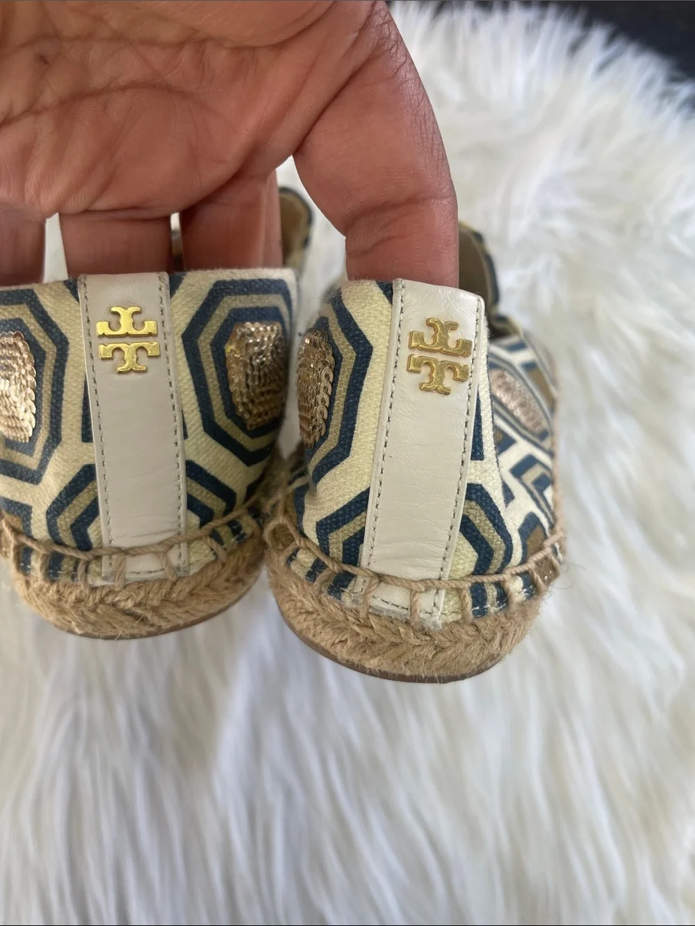 Tory Burch Cecily Sequin Embellished Canvas Espadrilles